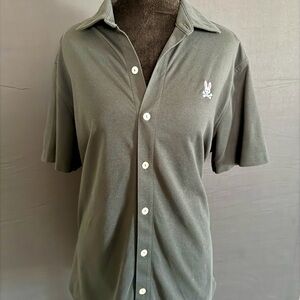 Men's Black Psycho Bunny Camp Short Sleeve Polo Shirt